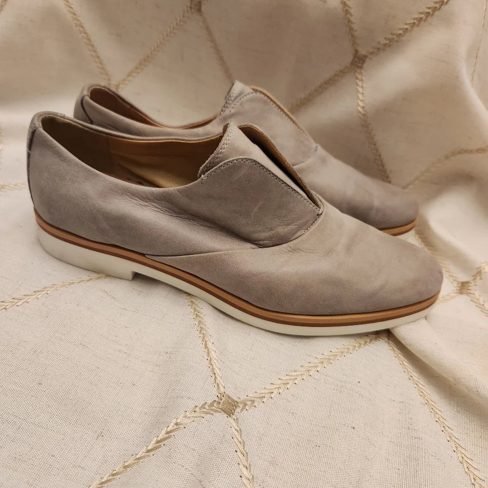Geox Respira Taupe Suede Slip-On Loafers Size 38‎ Breathable Comfort Shoes - Picture 4 of 10